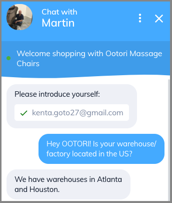 Ootori Customer service chat screenshot