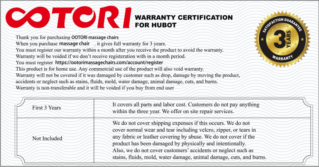 Ootori warranty agreement